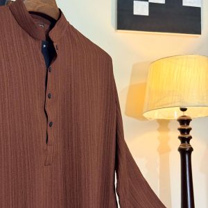 Deep Brown Textured Panjabi