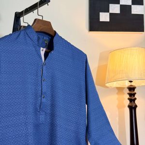 Royal Blue Textured Panjabi