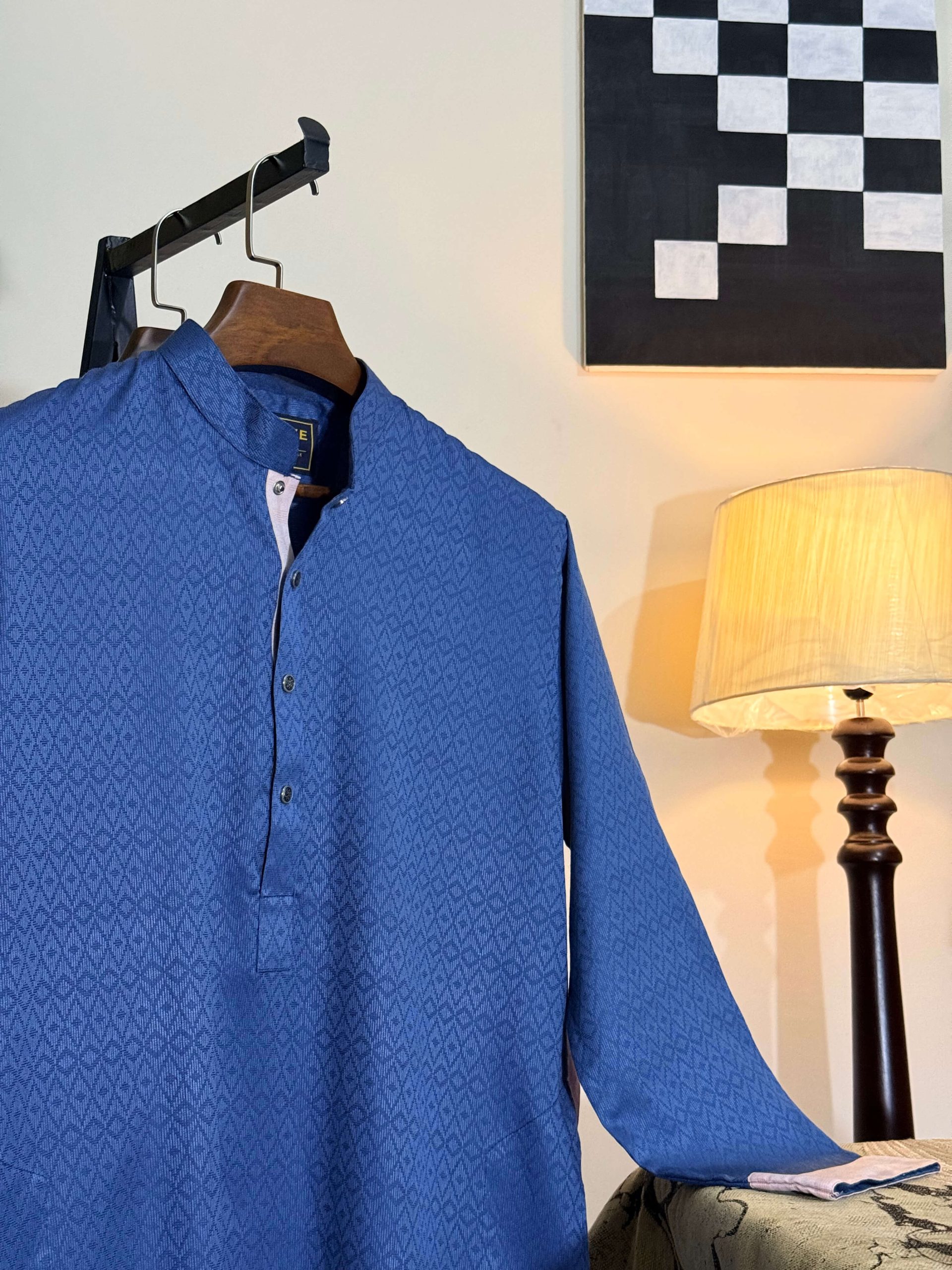Royal Blue Textured Panjabi