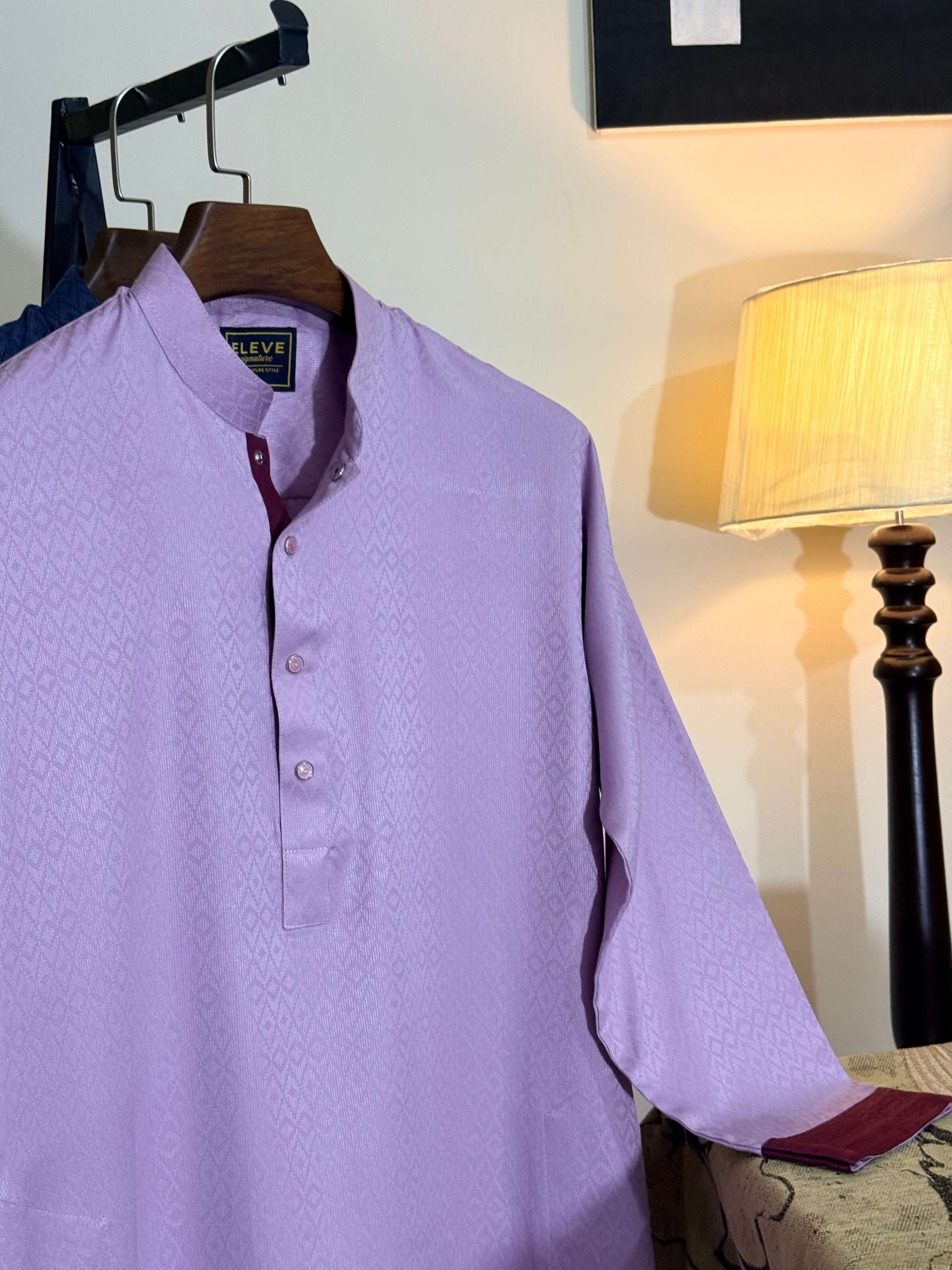 Sweet Mauve Textured Panjabi